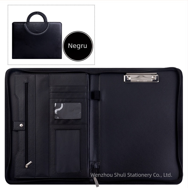 Dosar A4 multifuncțional Spot, dosar din piele PU, cu foi libere, fermoar, geantă de birou, dosar manager, personalizat, en-gros