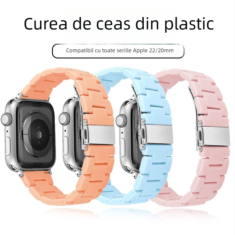 Potrivit pentru curea de ceas din plastic cu trei benzi Huawei Samsung, culoare curcubeu pur, curea de ceas din plastic Apple iWatch