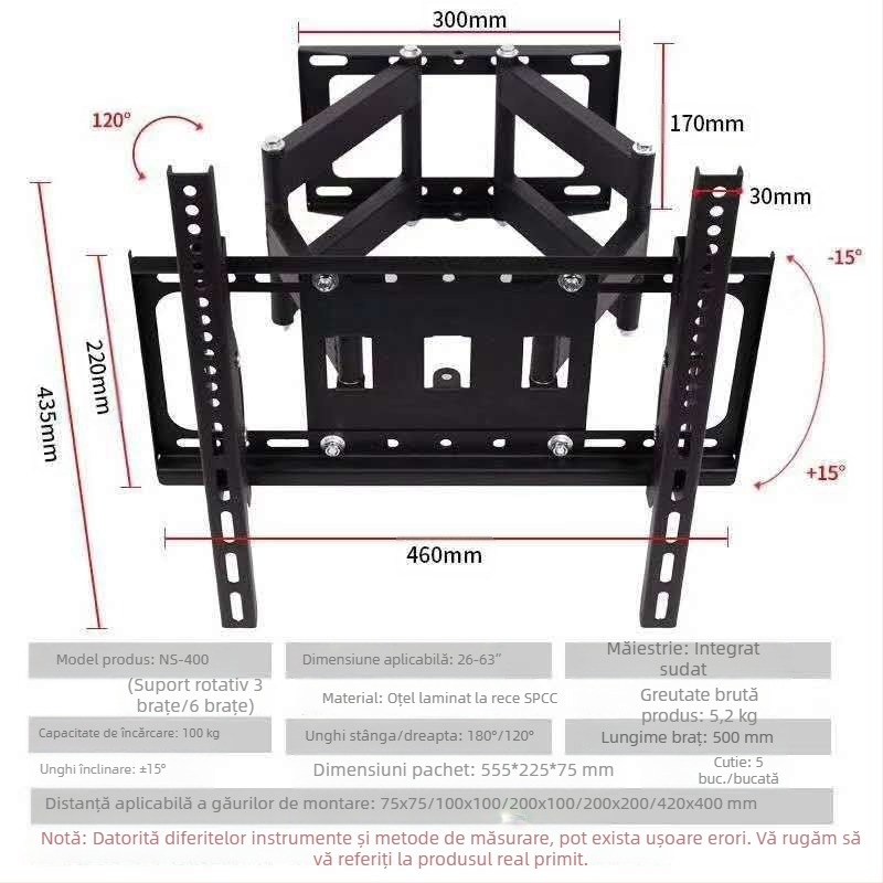 Suport TV Suport TV Suport TV Suport TV telescopic 14-120 inch Preț en-gros Suport de perete