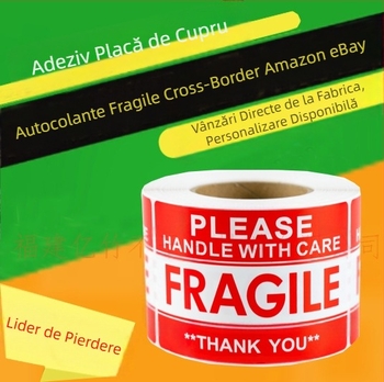 Etichete autocolante de avertizare pentru logistica produselor transfrontaliere Amazon Ebay, cele mai bine vândute. Vă rugăm să manipulați cu grijă etichetele fragile.