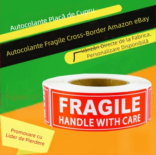 Etichete autocolante de avertizare pentru logistica produselor transfrontaliere Amazon Ebay, cele mai bine vândute. Vă rugăm să manipulați cu grijă etichetele fragile.