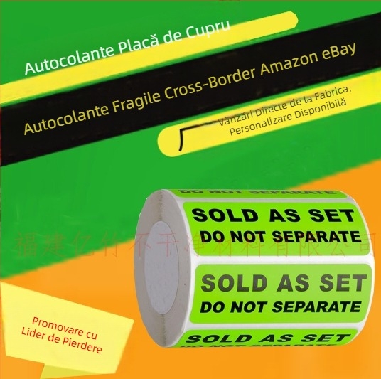 Etichete autocolante de avertizare pentru logistica produselor transfrontaliere Amazon Ebay, cele mai bine vândute. Vă rugăm să manipulați cu grijă etichetele fragile.