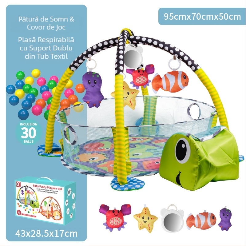 Gard transfrontalier pentru bebeluși, joc de fitness, suport pentru nou-născuți, iluminare pentru educație timpurie, saltea oceanică de târâre, piscină cu bile, jucărie cadou