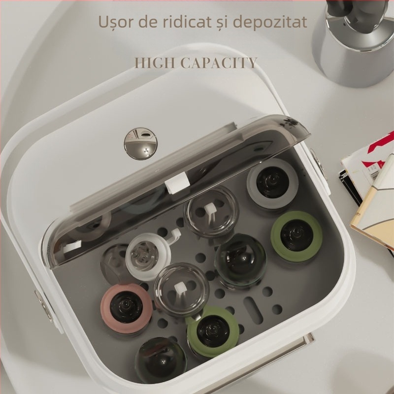 2025 Produs nou de uz casnic pentru bebeluși, tacâmuri, depozitare sticle, organizator pentru animale de companie, cutie de depozitare a sticlelor rezistentă la praf și drenaj de apă