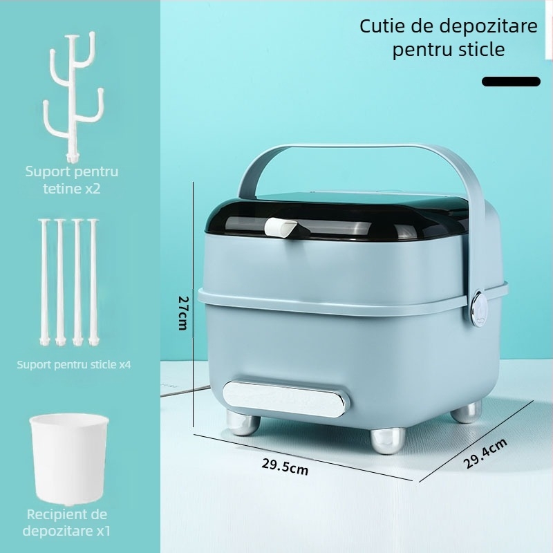 2025 Produs nou de uz casnic pentru bebeluși, tacâmuri, depozitare sticle, organizator pentru animale de companie, cutie de depozitare a sticlelor rezistentă la praf și drenaj de apă