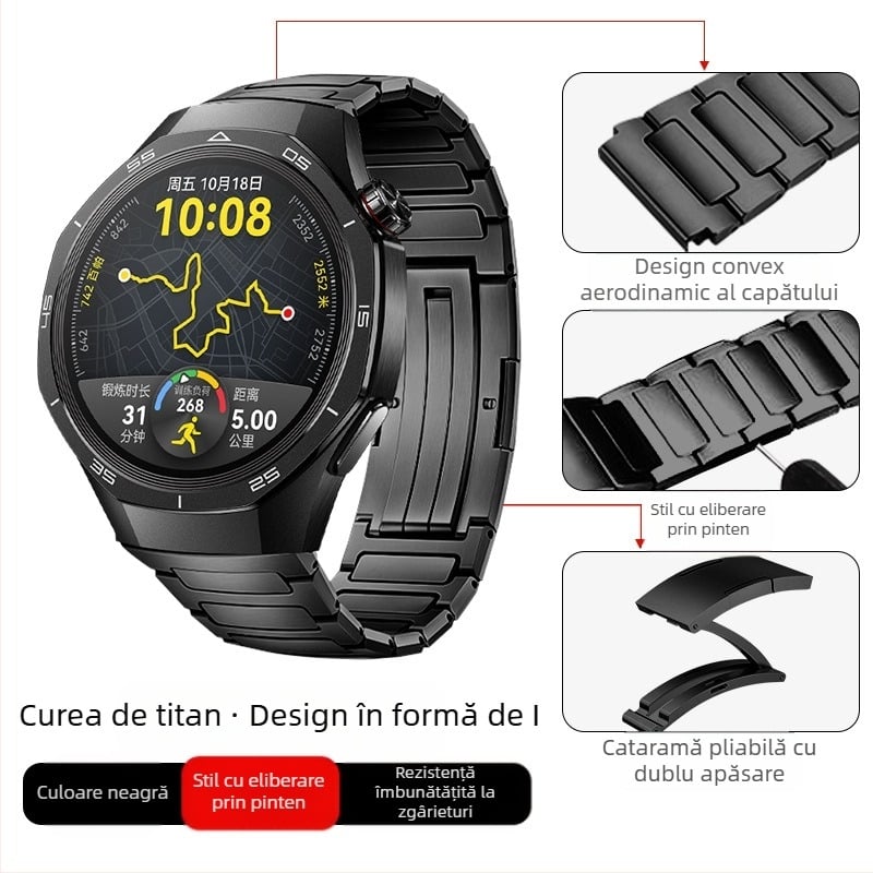 Potrivit pentru Huawei Gt5/Pro Watch, curea din aliaj de titan pur, curea de ceas stil business Gt4/Watch5/4/6