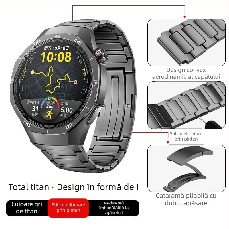 Potrivit pentru Huawei Gt5/Pro Watch, curea din aliaj de titan pur, curea de ceas stil business Gt4/Watch5/4/6