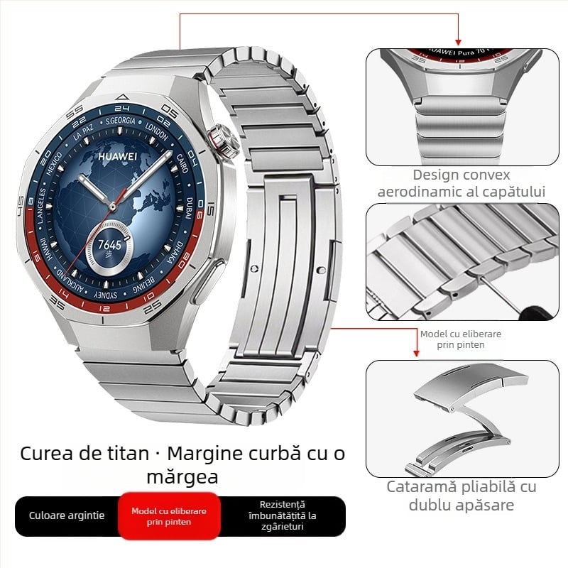Potrivit pentru Huawei Gt5/Pro Watch, curea din aliaj de titan pur, curea de ceas stil business Gt4/Watch5/4/6