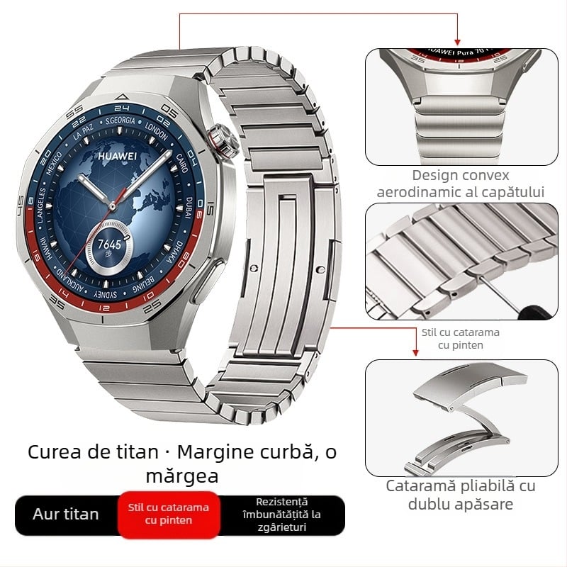 Potrivit pentru Huawei Gt5/Pro Watch, curea din aliaj de titan pur, curea de ceas stil business Gt4/Watch5/4/6