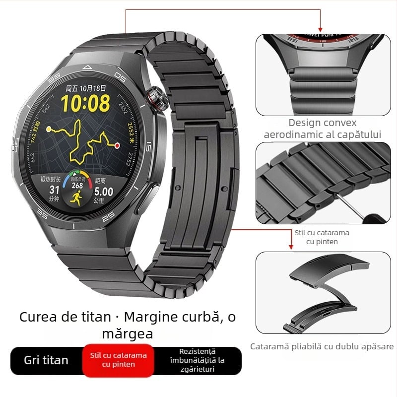Potrivit pentru Huawei Gt5/Pro Watch, curea din aliaj de titan pur, curea de ceas stil business Gt4/Watch5/4/6