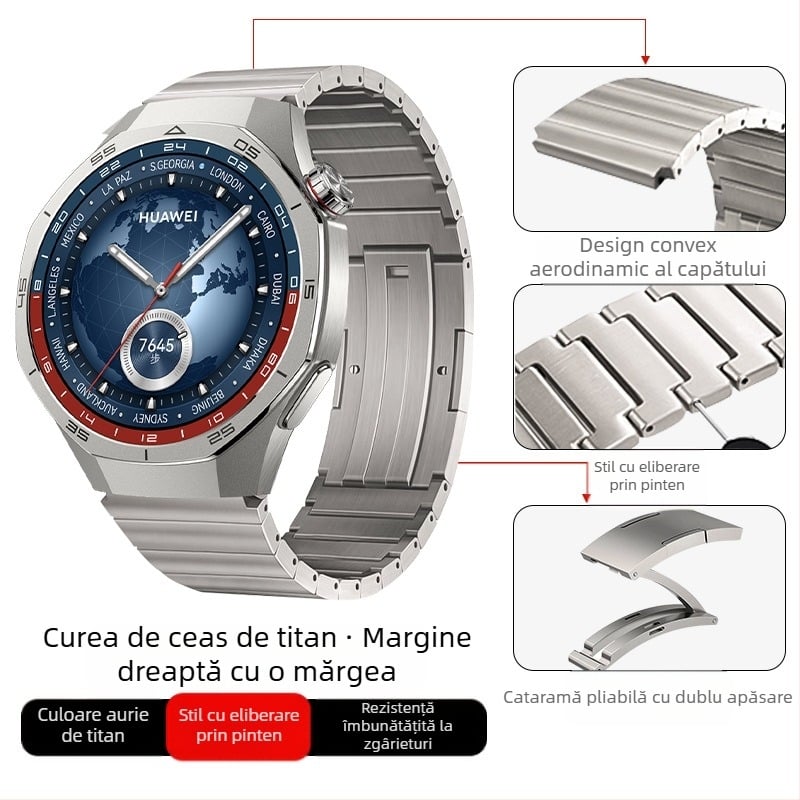 Potrivit pentru Huawei Gt5/Pro Watch, curea din aliaj de titan pur, curea de ceas stil business Gt4/Watch5/4/6