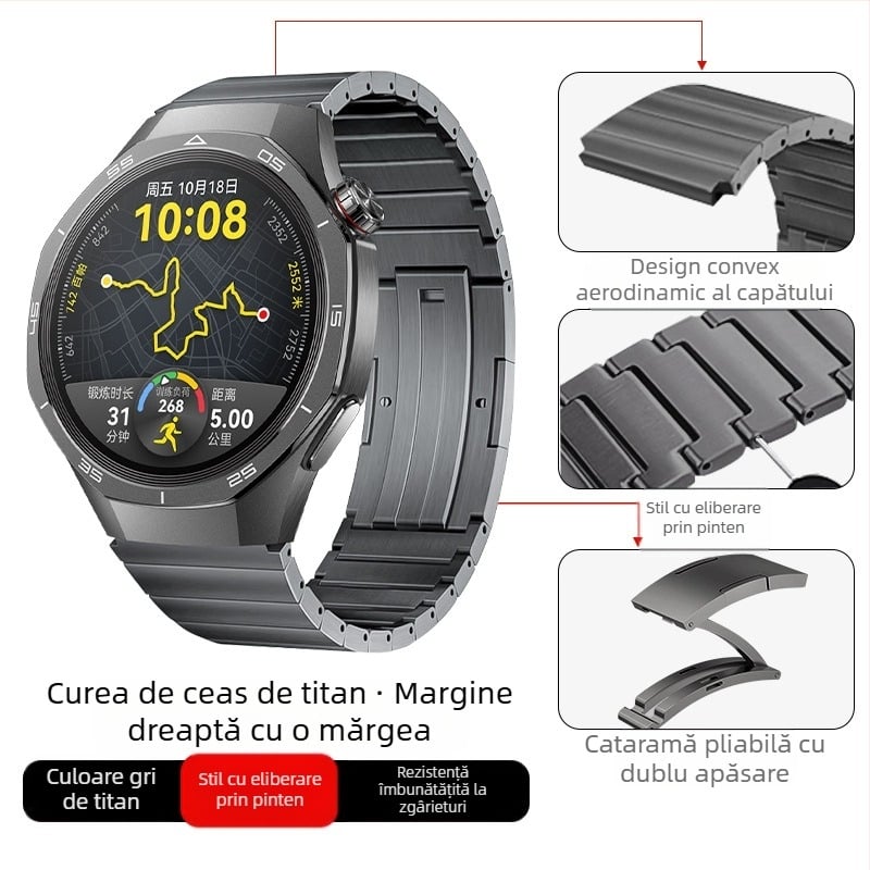 Potrivit pentru Huawei Gt5/Pro Watch, curea din aliaj de titan pur, curea de ceas stil business Gt4/Watch5/4/6