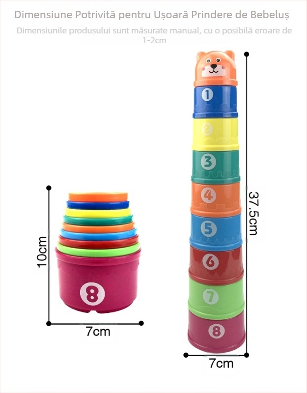 Cană colorată stivuită pentru copii, cană cognitivă stivuită, jucării educative pentru copii, educație timpurie, jucării practice pentru creier
