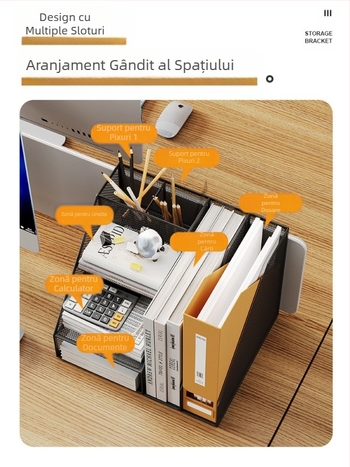 Suport de cărți pentru birou, raft de fișiere din metal, cutie de depozitare, organizator de date, raft de fișiere multistrat, dosar, raft de depozitare pentru fișiere, suport pentru cărți