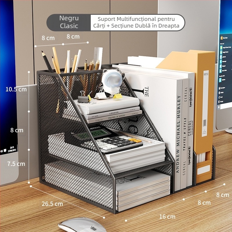 Suport de cărți pentru birou, raft de fișiere din metal, cutie de depozitare, organizator de date, raft de fișiere multistrat, dosar, raft de depozitare pentru fișiere, suport pentru cărți