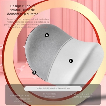 Pernă de vară respirabilă din piele întoarsă auto, spumă cu memorie, gât, spătar lombar, pernă de talie pentru patru anotimpuri, logo imprimat