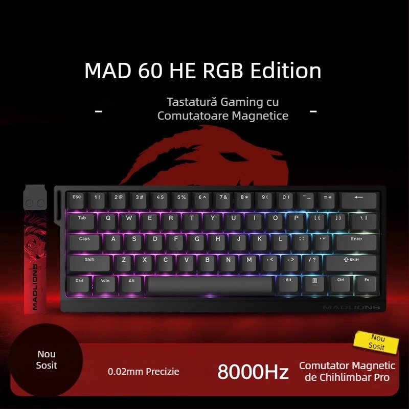 Tastatură eSports HED60 cu axă magnetică, taste complete, 68 de taste cu taste joase, conectabilă la cald, cu 68 de întârzieri, MA61