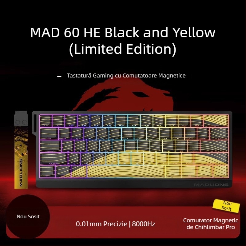Tastatură eSports HED60 cu axă magnetică, taste complete, 68 de taste cu taste joase, conectabilă la cald, cu 68 de întârzieri, MA61