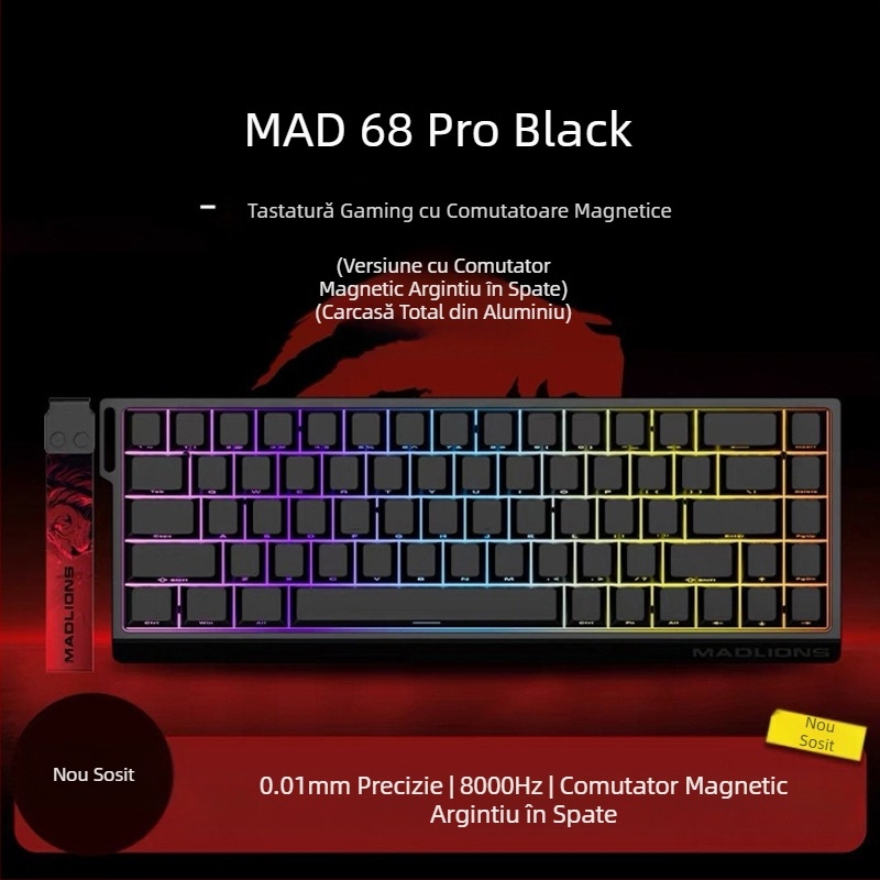 Tastatură eSports HED60 cu axă magnetică, taste complete, 68 de taste cu taste joase, conectabilă la cald, cu 68 de întârzieri, MA61