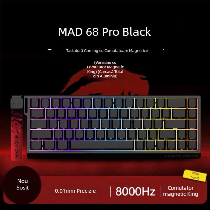 Tastatură eSports HED60 cu axă magnetică, taste complete, 68 de taste cu taste joase, conectabilă la cald, cu 68 de întârzieri, MA61