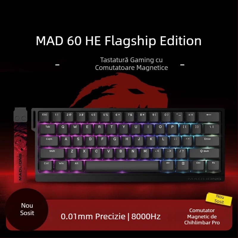 Tastatură eSports HED60 cu axă magnetică, taste complete, 68 de taste cu taste joase, conectabilă la cald, cu 68 de întârzieri, MA61