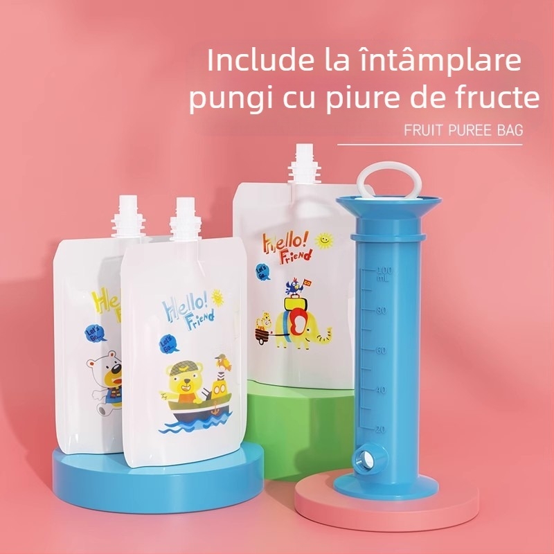 Dispozitiv simplu de umplere a hranei pentru bebeluși, tip seringă, separator pentru pungi de piure de fructe pentru bebeluși, dispozitiv de împărțire a hranei pentru bebeluși