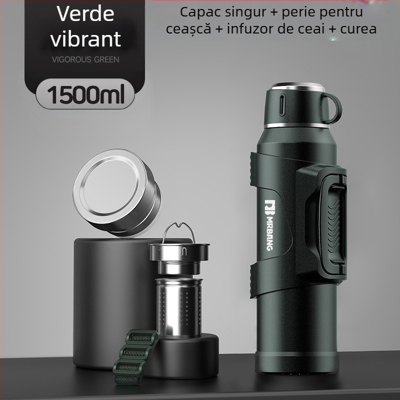 Termos 316 Termos portabil de mare capacitate pentru exterior, termos pentru mașină, cu filtru pentru ceai, termos pentru ceai