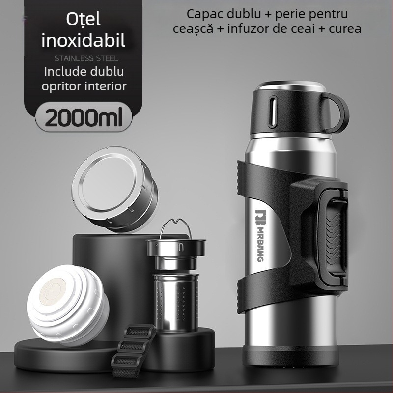 Termos 316 Termos portabil de mare capacitate pentru exterior, termos pentru mașină, cu filtru pentru ceai, termos pentru ceai