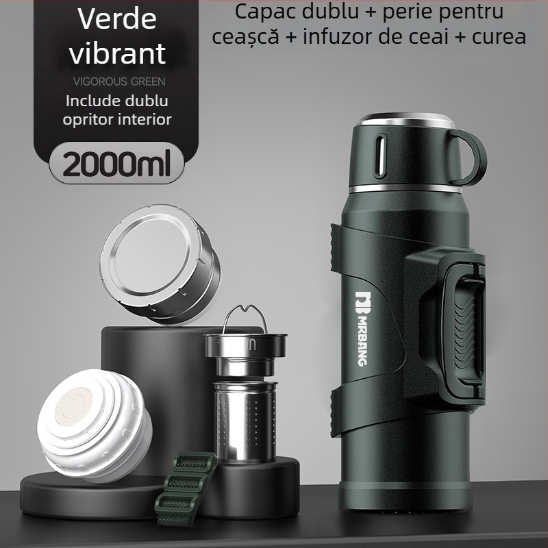 Termos 316 Termos portabil de mare capacitate pentru exterior, termos pentru mașină, cu filtru pentru ceai, termos pentru ceai