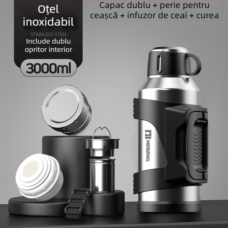 Termos 316 Termos portabil de mare capacitate pentru exterior, termos pentru mașină, cu filtru pentru ceai, termos pentru ceai