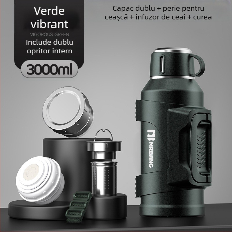 Termos 316 Termos portabil de mare capacitate pentru exterior, termos pentru mașină, cu filtru pentru ceai, termos pentru ceai