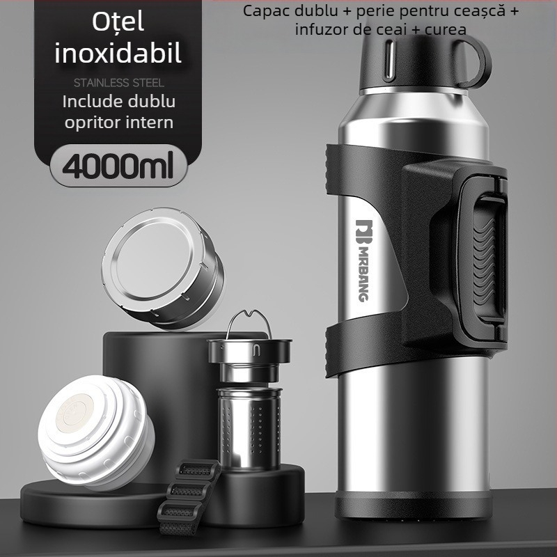 Termos 316 Termos portabil de mare capacitate pentru exterior, termos pentru mașină, cu filtru pentru ceai, termos pentru ceai