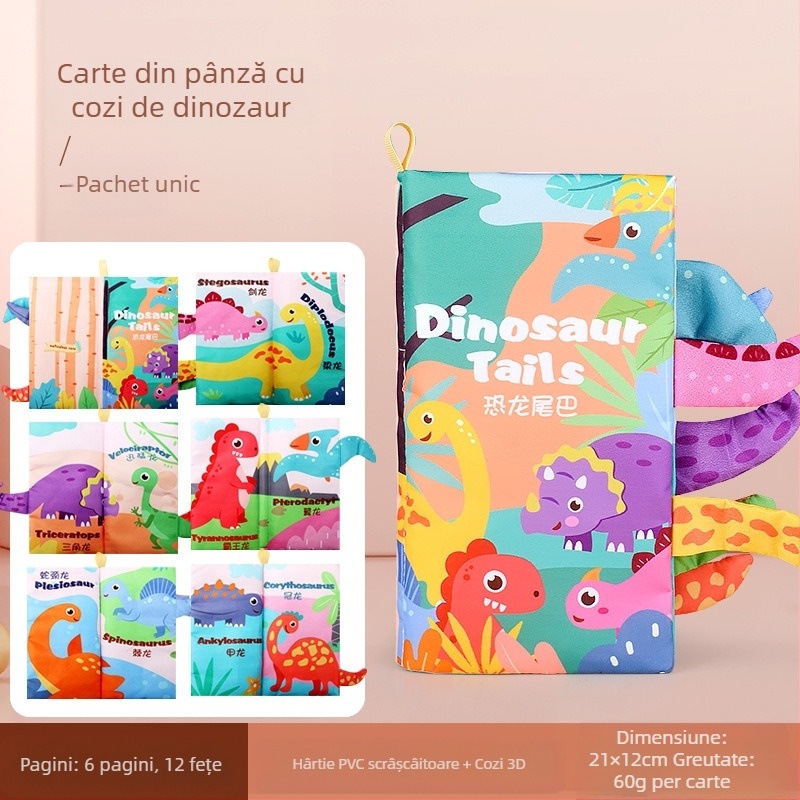 Carte de pânză cu coadă pentru copii transfrontalieră, jucării educative, carte, nu se poate rupe, carte de pânză pentru bebeluși, inel de hârtie, carte de iluminare, jucării pentru educație timpurie