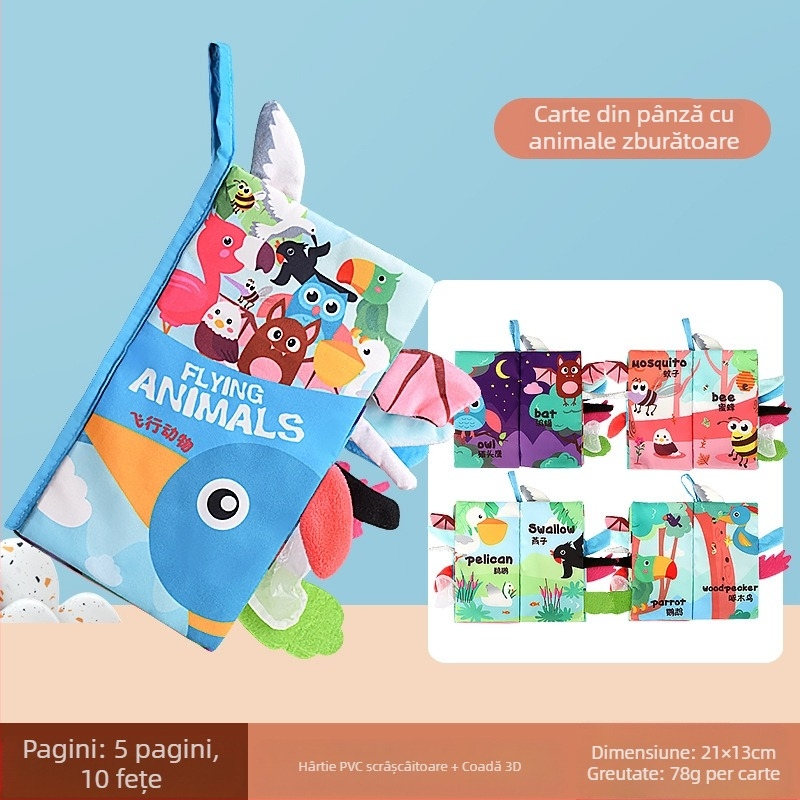 Carte de pânză cu coadă pentru copii transfrontalieră, jucării educative, carte, nu se poate rupe, carte de pânză pentru bebeluși, inel de hârtie, carte de iluminare, jucării pentru educație timpurie