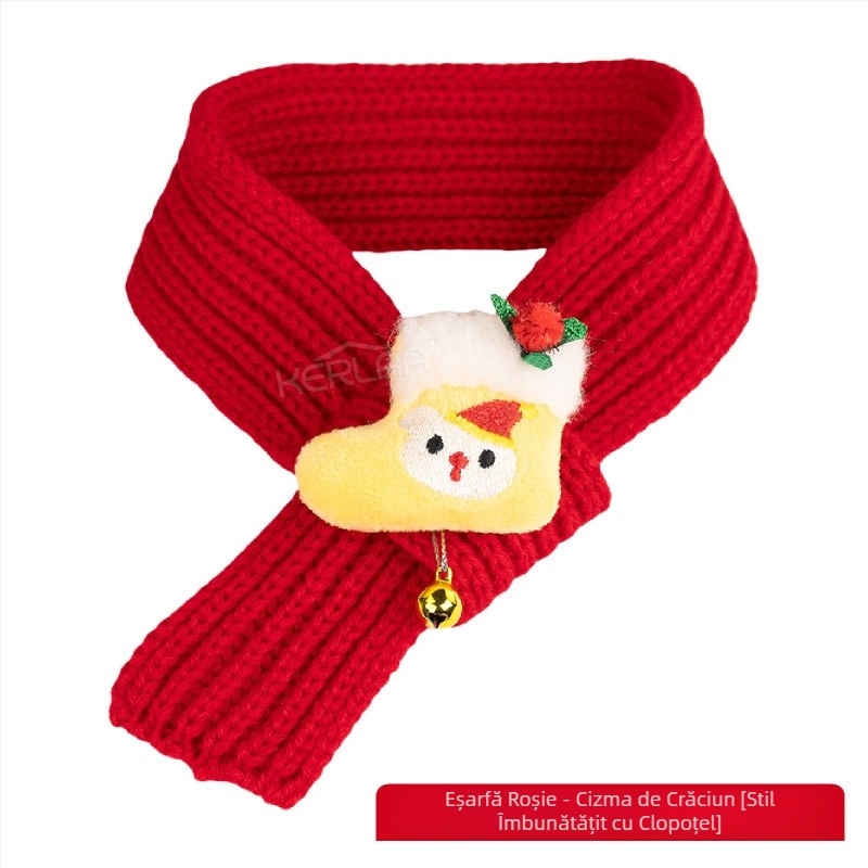 Eșarfă de lână pentru animale de companie, Anul Nou, câine și pisică, rochie festivă de Crăciun, iarna caldă, cățeluș, ziua de naștere, eșarfă pentru animale de companie