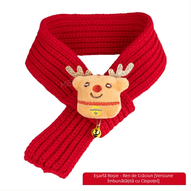 Eșarfă de lână pentru animale de companie, Anul Nou, câine și pisică, rochie festivă de Crăciun, iarna caldă, cățeluș, ziua de naștere, eșarfă pentru animale de companie