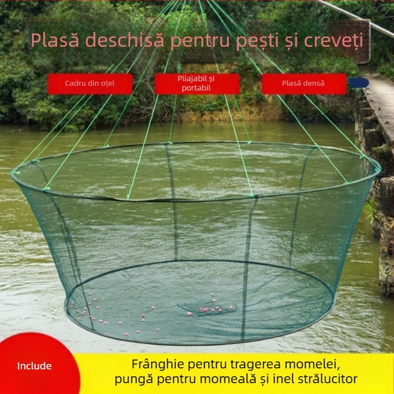 Plasă de pescuit pentru creveți, plasă de pescuit pliabilă deschisă, plasă de ridicare, plasă de pescuit pentru homar, plasă de pescuit în mișcare, plasă de aruncare manuală Zheng