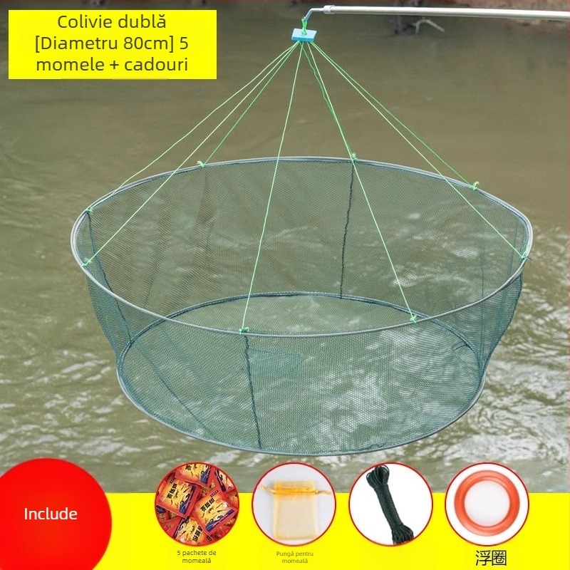 Plasă de pescuit pentru creveți, plasă de pescuit pliabilă deschisă, plasă de ridicare, plasă de pescuit pentru homar, plasă de pescuit în mișcare, plasă de aruncare manuală Zheng