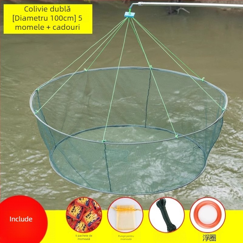 Plasă de pescuit pentru creveți, plasă de pescuit pliabilă deschisă, plasă de ridicare, plasă de pescuit pentru homar, plasă de pescuit în mișcare, plasă de aruncare manuală Zheng