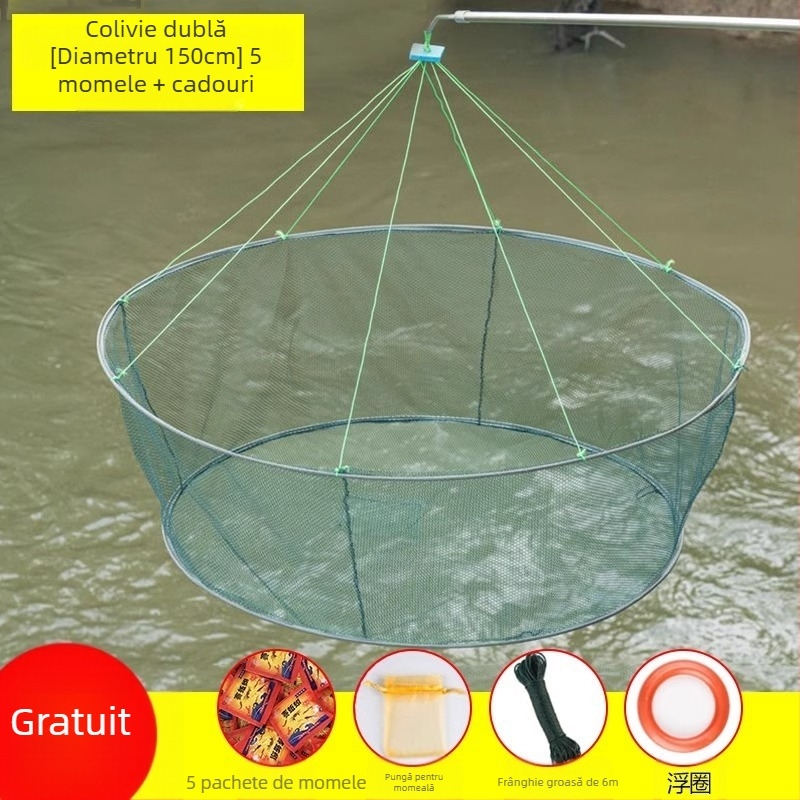 Plasă de pescuit pentru creveți, plasă de pescuit pliabilă deschisă, plasă de ridicare, plasă de pescuit pentru homar, plasă de pescuit în mișcare, plasă de aruncare manuală Zheng