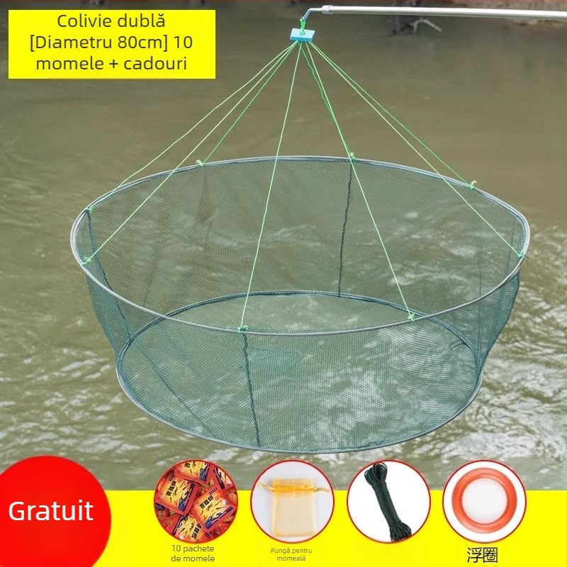 Plasă de pescuit pentru creveți, plasă de pescuit pliabilă deschisă, plasă de ridicare, plasă de pescuit pentru homar, plasă de pescuit în mișcare, plasă de aruncare manuală Zheng