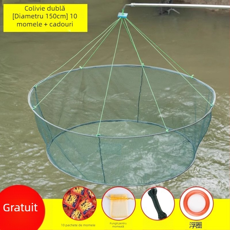 Plasă de pescuit pentru creveți, plasă de pescuit pliabilă deschisă, plasă de ridicare, plasă de pescuit pentru homar, plasă de pescuit în mișcare, plasă de aruncare manuală Zheng