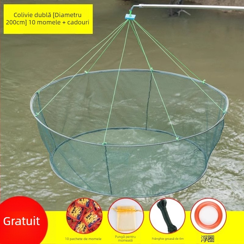 Plasă de pescuit pentru creveți, plasă de pescuit pliabilă deschisă, plasă de ridicare, plasă de pescuit pentru homar, plasă de pescuit în mișcare, plasă de aruncare manuală Zheng