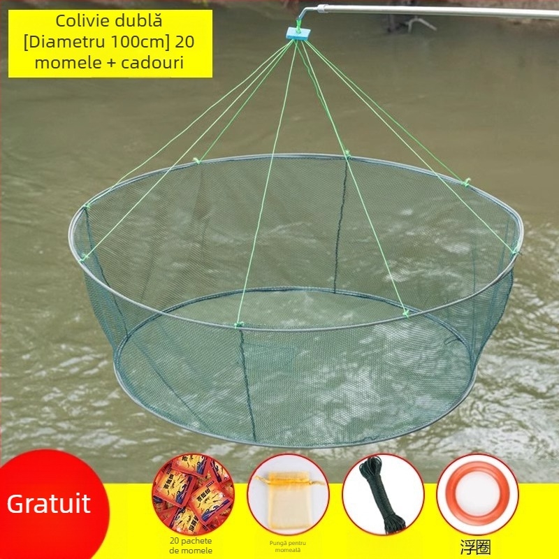 Plasă de pescuit pentru creveți, plasă de pescuit pliabilă deschisă, plasă de ridicare, plasă de pescuit pentru homar, plasă de pescuit în mișcare, plasă de aruncare manuală Zheng