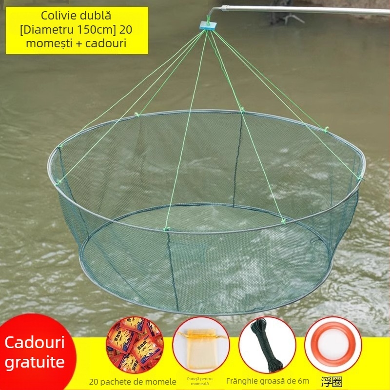 Plasă de pescuit pentru creveți, plasă de pescuit pliabilă deschisă, plasă de ridicare, plasă de pescuit pentru homar, plasă de pescuit în mișcare, plasă de aruncare manuală Zheng