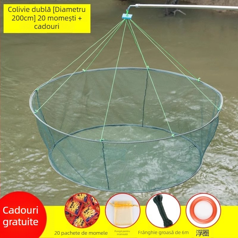 Plasă de pescuit pentru creveți, plasă de pescuit pliabilă deschisă, plasă de ridicare, plasă de pescuit pentru homar, plasă de pescuit în mișcare, plasă de aruncare manuală Zheng