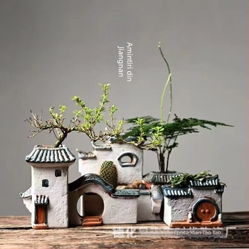 Jiangnan House bambus ghiveci de flori decorare retro creativ verde plantă ghiveci de flori acvariu peisaj decorare acasă birou