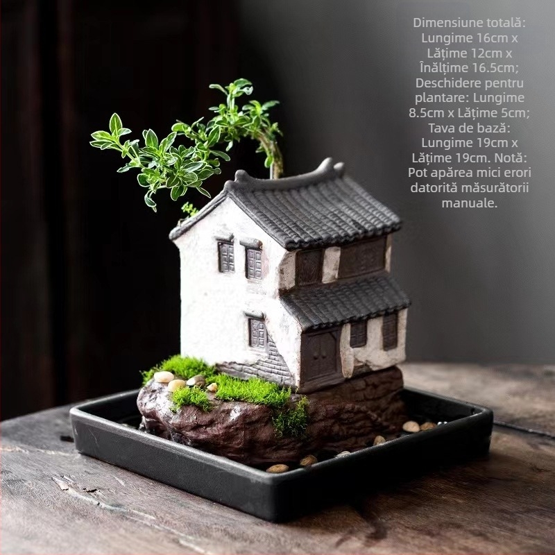 Jiangnan House bambus ghiveci de flori decorare retro creativ verde plantă ghiveci de flori acvariu peisaj decorare acasă birou