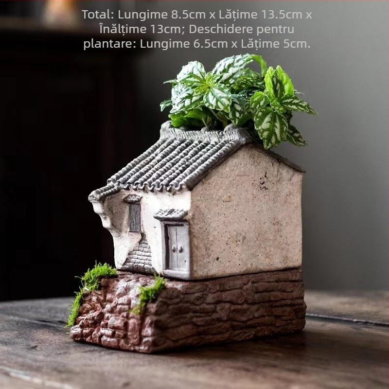 Jiangnan House bambus ghiveci de flori decorare retro creativ verde plantă ghiveci de flori acvariu peisaj decorare acasă birou