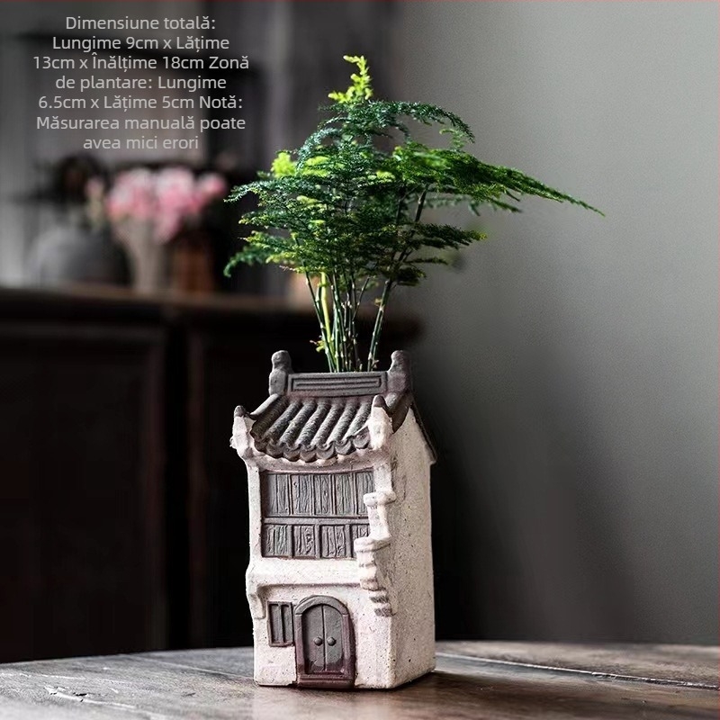 Jiangnan House bambus ghiveci de flori decorare retro creativ verde plantă ghiveci de flori acvariu peisaj decorare acasă birou